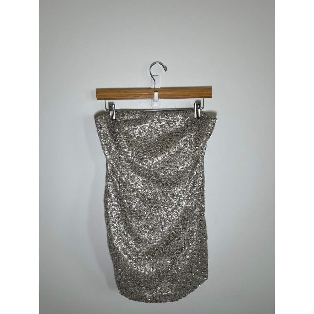Wedding Guest Gala Cocktail Party Women Mini Dress NO SIZE Silver Sequin Sparkly